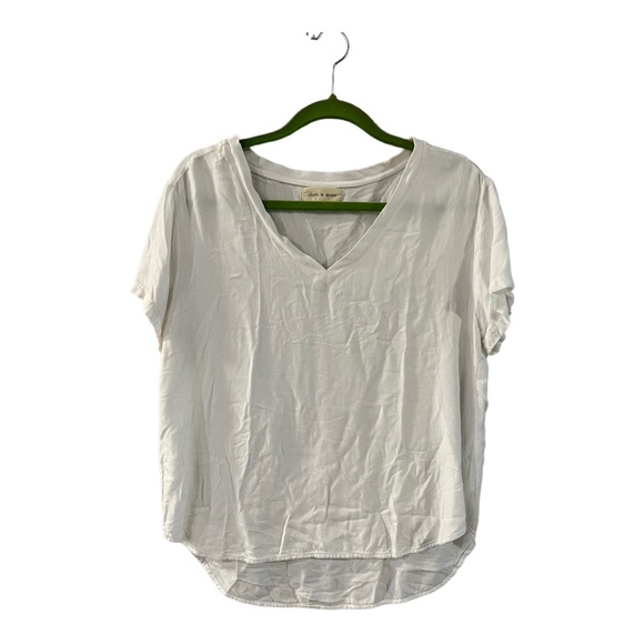 cloth & stone Tops - Cloth & Stone White Basic Casual V Neck Simple Office Career Essential Size L